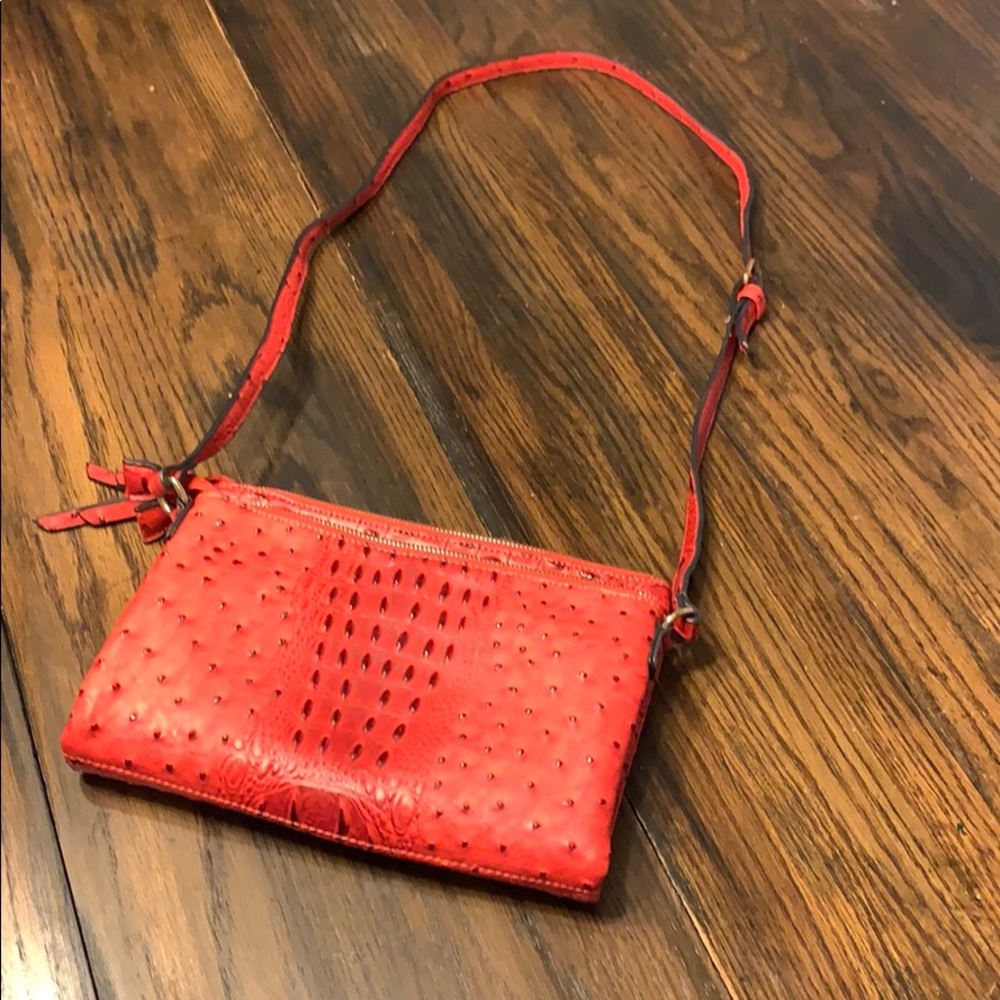 Red faux leather purse